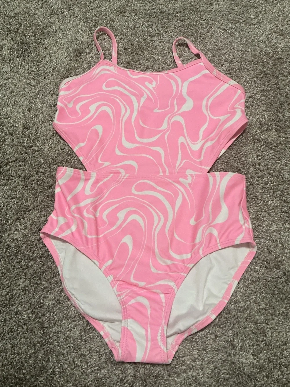 Old Navy Pink and White Swirl Girls One-Piece Swimsuit
